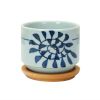 Ceramics Succulent Planter Pot With Drainage And Bamboo Tray Cactus Herb Plant Pot Container