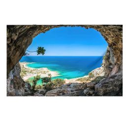 Beach Landscape Tapestry Nature Cave Wall Tapestry Bedroom Hotel Restaurant Decorative Backdrop, 51X70 Inch