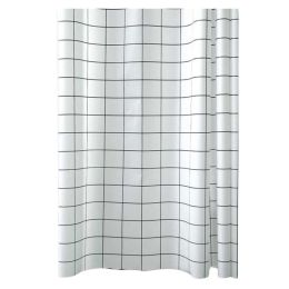 White Checkered Peva Bathroom Shower Curtain Waterproof Shower Curtain Bathroom Decoration, 71X71Inch