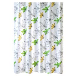 Yellow Green Flower Peva Bathroom Waterproof Shower Curtain Bathroom Hanging Curtain Toilet Door Curtain Partition Curtain, 71X71Inch