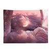 Pink Clouds Crescent Moon Wall Art Backdrop Tapestry Bedroom Dorm Bedside Wall Fake Window Tapestry Decor,59X51 Inch