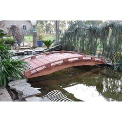 Asian Style Outdoor Functional 6-Ft Wooden Garden Bridge In Sealed Redwood