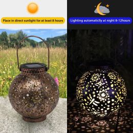 Solar Lantern Outdoor Hanging Lights Metal Led Decorative Garden Lights Waterproof Light For Patio, Yard