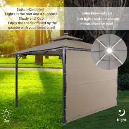 Patio 9.8Ft.L X 9.8Ft.W Gazebo With Extended Side Shed/Awning And Led Light For Backyard,Poolside, Deck, Brown