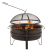 Outdoor Fire Pit- 29 Inch Wood Burning Firepit, Fire Pits For Outside, With Round Spark Screen, Fire Poker, Metal Grate, For Bonfire Wood Burning Stee