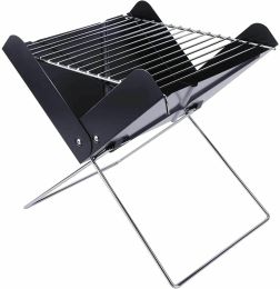 12 Inch Portable Grill Charcoal Barbecue Grill - Folding Grill Notebook Shape Charcoal Grill, Detachable Collapsible, Mini Tabletop Camping Grill Bbq,