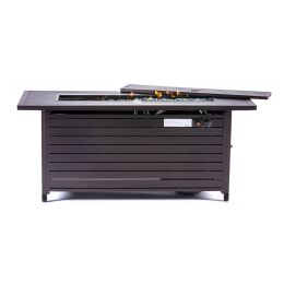 57In Outdoor Gas Fire Pit 50000 Btu Bronze Rectangular Propane Fire Pit Table