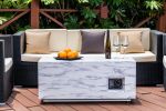 Outdoor 50; 000Btu Rectangle Propane Fire Pit Table;  Light Grey Concrete Style Finish Metal Gas Fire