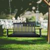 Front Porch Swing With Armrests, Wood Bench Swing With Hanging Chains,For Outdoor Patio ,Garden Yard, Porch, Backyard, Or Sunroom,Easy To Assemble,Bla