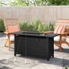 50In Outdoor Gas Fire Pit Table,50000Btu Steel Propane Firepit Dinning Table, Lava Rock, Retangular,