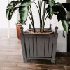 Wood Outdoor Square Wooden Flower And Herb Pot For Garden, Porch And Patio - Outside Plant And Vegetable Container ,Planter ,Black