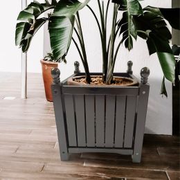 Wood Outdoor Square Wooden Flower And Herb Pot For Garden, Porch And Patio - Outside Plant And Vegetable Container ,Planter ,Black