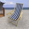 Outdoor Poplar Hanging Chair Wide Blue Stripes Armrest With Cup Holder (Color: Dark Blue)