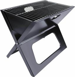 20 Inch Portable Grill Charcoal Barbecue Grill, Folding Grill Notebook Shape, Detachable Collapsible, Mini Tabletop Camping Grill Bbq, Black