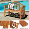 49 Inch Eucalyptus Wood Outdoor Folding Bench With Backrest Armrest For Patio Garden