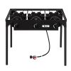 Outdoor Camp Stove High Pressure Propane Gas Cooker Portable Cast Iron Patio Cooking Burner (Three Burner 225000-Btu)