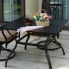 Meooem Outdoor Patio Dining Table 37 Inch Square Metal Table With 2.2 Inch  Umbrella Hole 4 Person Outdoor Bistro Metal Dining Table For Garden, Backy