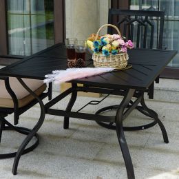 Meooem Outdoor Patio Dining Table 37 Inch Square Metal Table With 2.2 Inch  Umbrella Hole 4 Person Outdoor Bistro Metal Dining Table For Garden, Backy