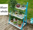 Multi Layer Foldable Plant Pots Rack Stand Shelf For Balcony Room Garden Patio(Blue+White)