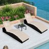 Adjustable Chaise Lounge Chair For Outside Pool, Folding Wicker Pool Lounge Chair, Outdoor Patio Reclining Sun Lounger, Fully Assembled, Gray Cushion