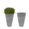 2 Pcs 20"H Tall Planters Plastic Plant Pots With Drainage, 12"W Large Round Tree Pot With Cement Pattern, Dark Grey