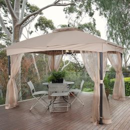 10X12 Outdoor Gazebo For Patios Canopy With Mosquito Netting For Lawn Garden Backyard