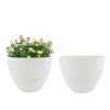 2 Pcs 14" Round Plant Pots, Flower Pots With Drainage Holes, White