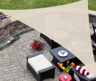 Sun Shade Sail Triangle Uv Block Canopy For Patio Backyard Lawn Garden,12' X 12' X 17',Red