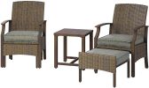 Sr Outdoor Patio Chairs Set Of 2 With Ottoman And Coffee Table 5 Piece Outdoor Patio Furniture Set For Porch,Balcony,Backyard,Poolside