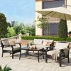 4 Piece Rattan Sofa Seating Group With Cushions, Outdoor Ratten Sofa