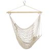 Hammock Chair Hanging Rope Seat Swing W/ Wooden Stick 220Lbs Load For Patio Yard Porch Outdoor Bedroom Indoor