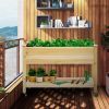 Wood Elevated Planter Bed With Lockable Wheels Shelf And Liner