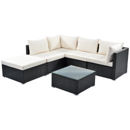 Outdoor Patio Garden Pe Rattan Sectional Corner Sofa Chair 6 Piece