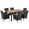 Outdoor Patio Garden Pe Rattan Dining Table Set 7-Piece