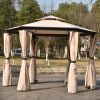 11.8 Ft. W X 11.8 Ft. D Patio Outdoor Gazebo, Double Roof Soft Canopy Garden Backyard Gazebo With Mosquito Netting Suitable For Lawn, Garden, Backyard