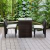 3 Pieces Wicker Patio Cushioned Outdoor Chair And Table Set