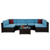 Outdoor Garden Patio Furniture 7-Piece  Pe Rattan Wicker Sectional Cushioned Sofa Sets