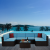 Outdoor Garden Patio Furniture 7-Piece  Pe Rattan Wicker Sectional Cushioned Sofa Sets