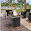 28" Square 48000 Btu Outdoor Propane Gas Fire Pit Table, Quick Auto Ignition, Faux Wood Table Top With Lid, Lava Rocks