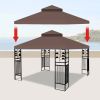 10X10 Ft Outdoor Patio Gazebo Replacement Canopy, Double Tiered Gazebo Tent Roof Top Cover Only(Frame Not Include)