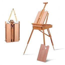 Tripod Folding French Wooden Easel With Sketch Box