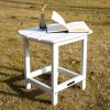 Outdoor Adirondack Side Table,Weather Resistant Coffee End Table For Patio,Easy To Assemble (Rectangle - White) On-Site