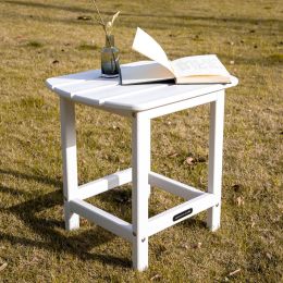 Outdoor Adirondack Side Table,Weather Resistant Coffee End Table For Patio,Easy To Assemble (Rectangle - White) On-Site