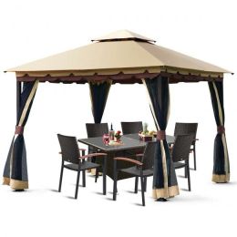2-Tier 10 X 10 Feet Patio Shelter Awning Steel Gazebo Canopy
