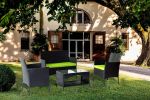 Patio Outdoor Rattan Furniture -4 Piece Loveseat +2 Armchair+Coffie Table For Garden 4 Pc Garden Patio Furniture