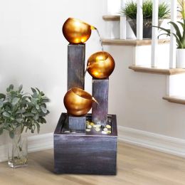 3 Tier Metal Floor Indoor/Outdoor Water Fountain For Indoor/Outdoor Art Decor