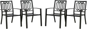 Outdoor Dining Chairs Set Of 4 Stacking Patio Metal Arm Chairs For Garden, Yard, Lawn
