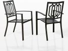 Outdoor Dining Chairs Set Of 2 Stacking Patio Metal Arm Chairs For Garden, Yard, Lawn