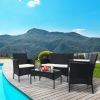 4 Piece Outdoor Patio Furniture Sets Outdoor Wickerr Rattan Chairs Loveseat With Soft Cushion And Glass Table Outdoor Indoor Use Backyard Porch Garden