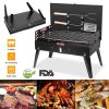 16.7X10X17.7In Portable Charcoal Grill Foldable Bbq Suitcase Grill Shelf For Outdoor Camping Picnics Garden Grilling